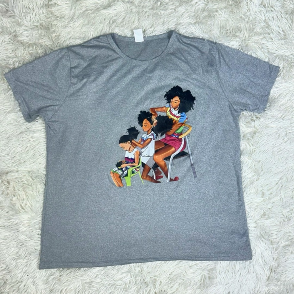Gray T-Shirt with Family Print